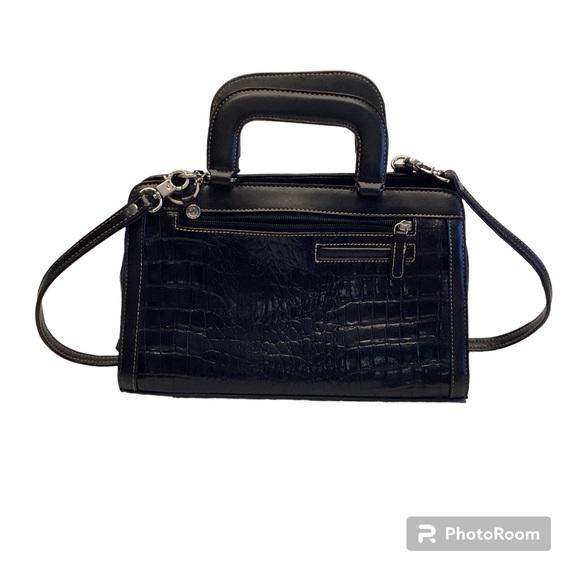 Vtg Leather Marc Chantal Western Style Top Handle Croc Embossed  Leather Satchel - Picture 6 of 14